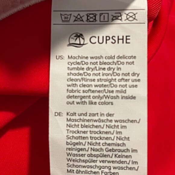 Cupshe Womens One Piece Swimsuit XL Red Square Neck Ruched Cutout Strappy - Picture 8 of 9